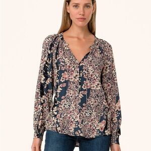 Lovestitch Floral Blouse - Navy and Pink
